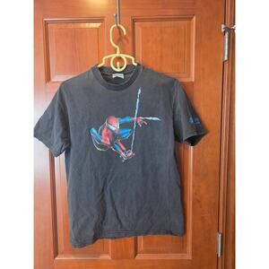Spider-Man Graphitti Designs Shirt Medium 2001 Marvel Comics Hanes Black Y2K